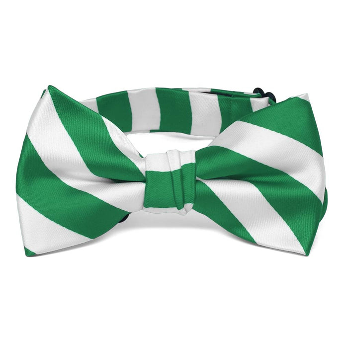Boys' Kelly Green and White Striped Bow Tie