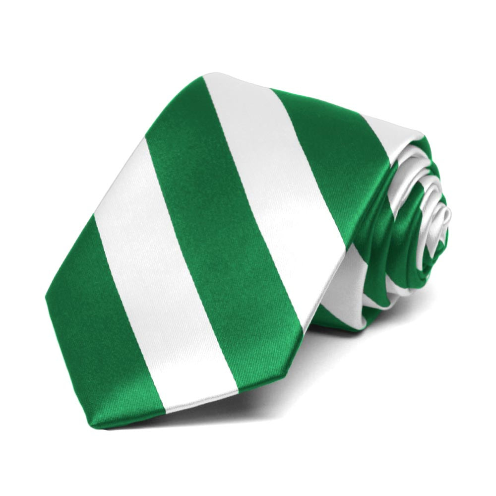 Boys' Kelly Green and White Striped Tie