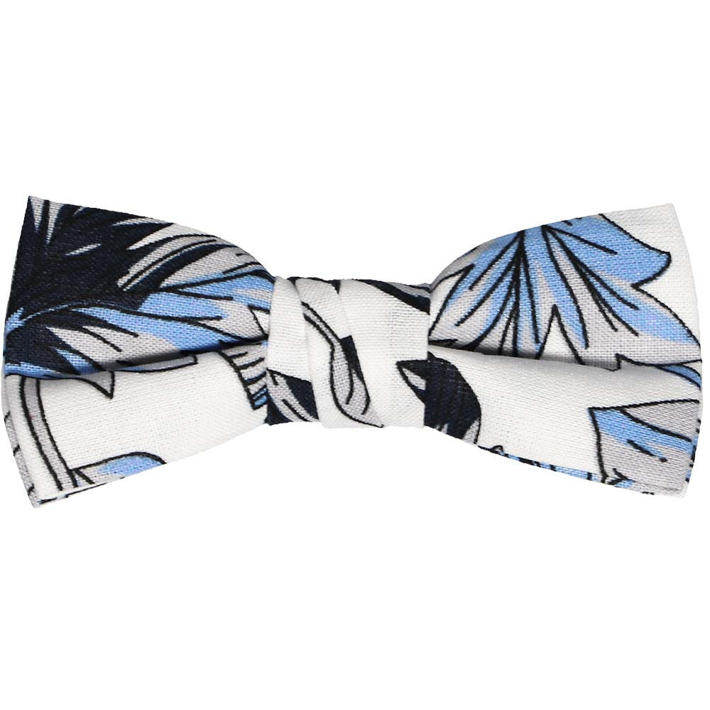 Boys blue, gray and white Hawaiian pattern bow tie