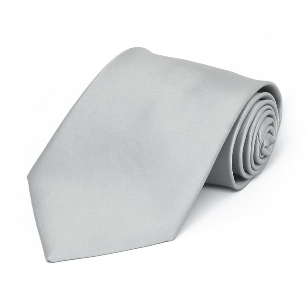 Boys' Light Silver Premium Solid Color Tie