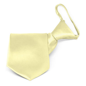 Boys' Light Yellow Solid Color Zipper Tie, 14" Length