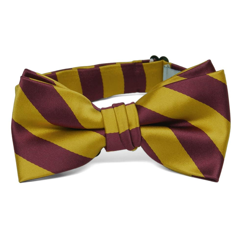 Boys' Maroon and Gold Striped Bow Tie