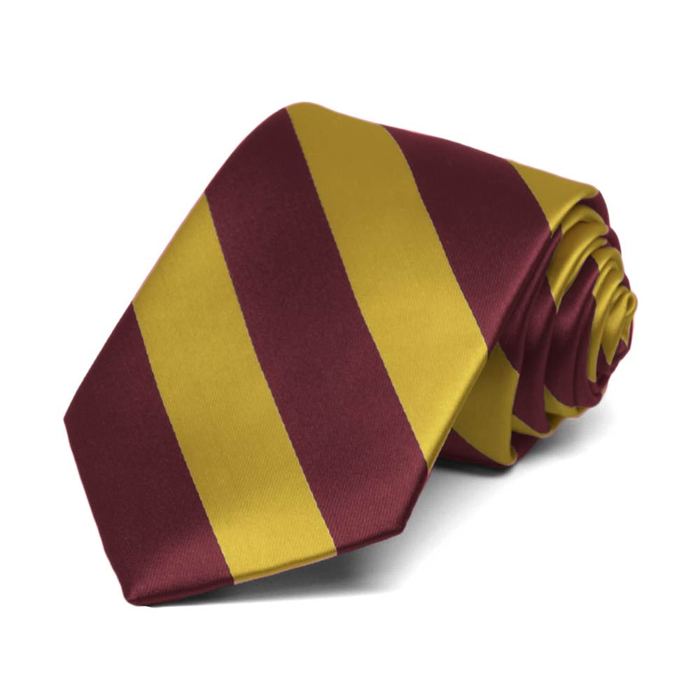 Boys' Maroon and Gold Striped Tie