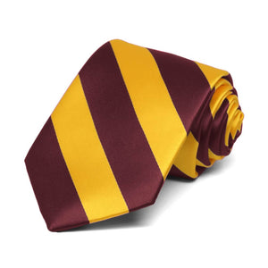 Boys' Maroon and Golden Yellow Striped Tie