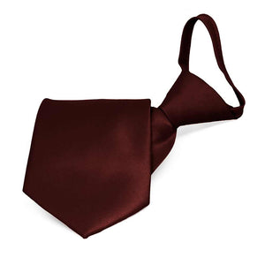 Boys' Maroon Solid Color Zipper Tie