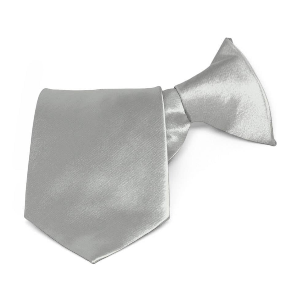 Boys' Mercury Silver Solid Color Clip-On Tie