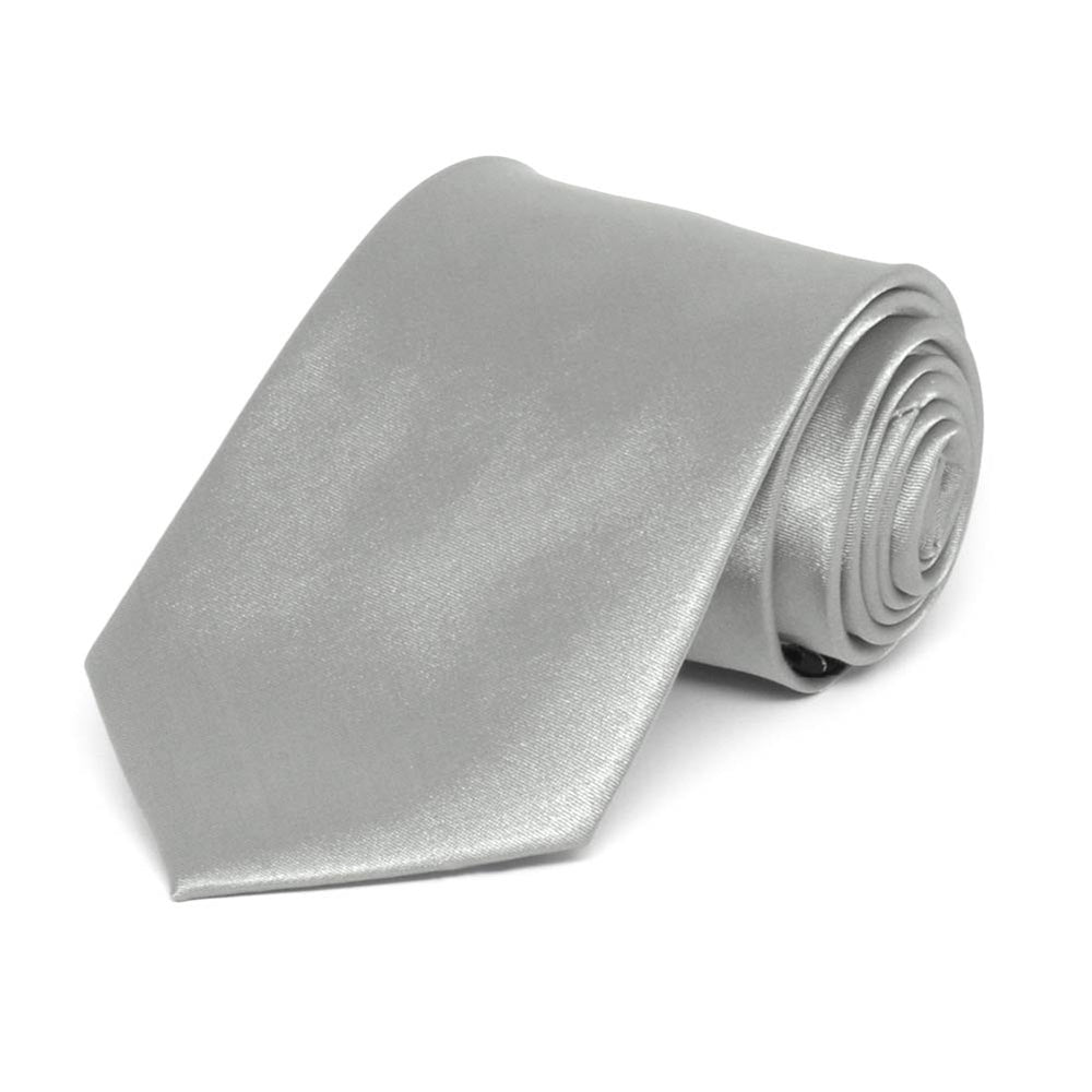 Boys' Mercury Silver Solid Color Necktie