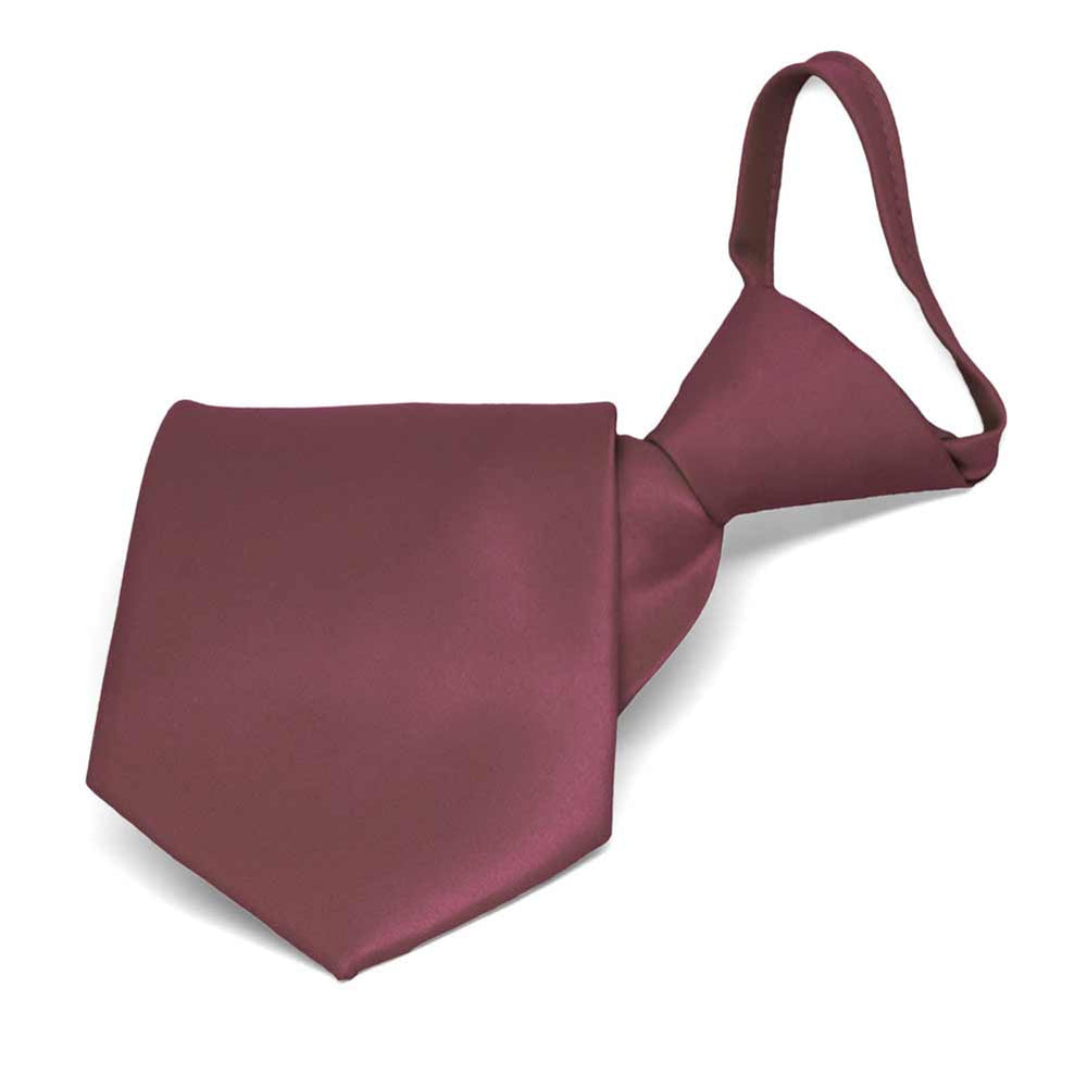 Boys' Merlot Solid Color Zipper Tie