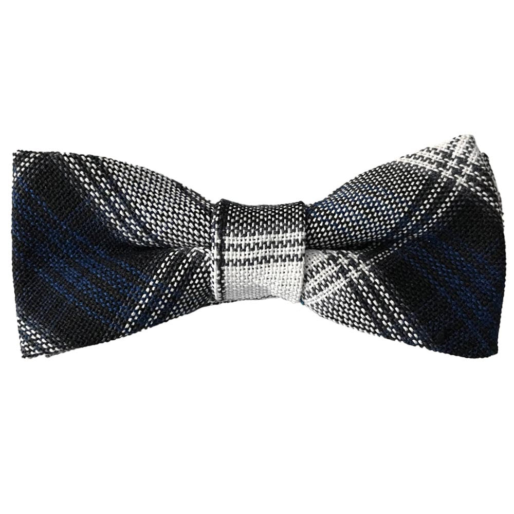 Boys' navy blue and white plaid bow tie