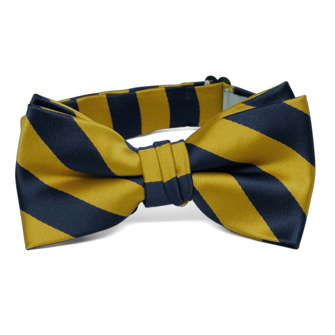 Boys' Navy Blue and Gold Striped Bow Tie
