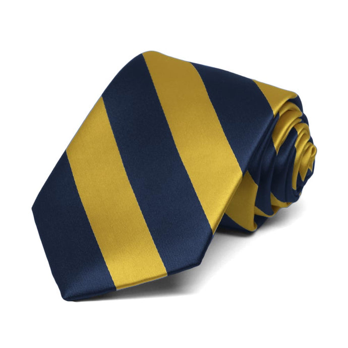 Boys' Navy Blue and Gold Striped Tie