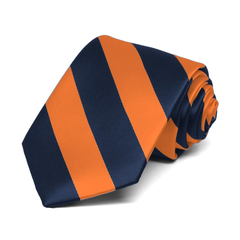 Boys' Navy Blue and Orange Striped Tie