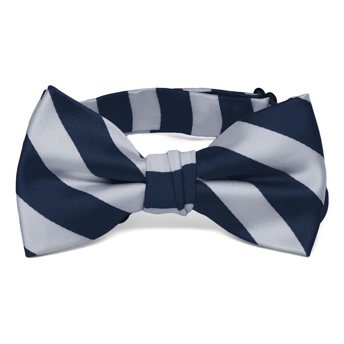 Boys' Navy Blue and Silver Striped Bow Tie