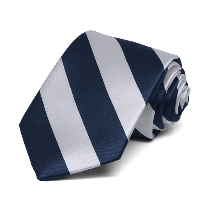 Boys' Navy Blue and Silver Striped Tie