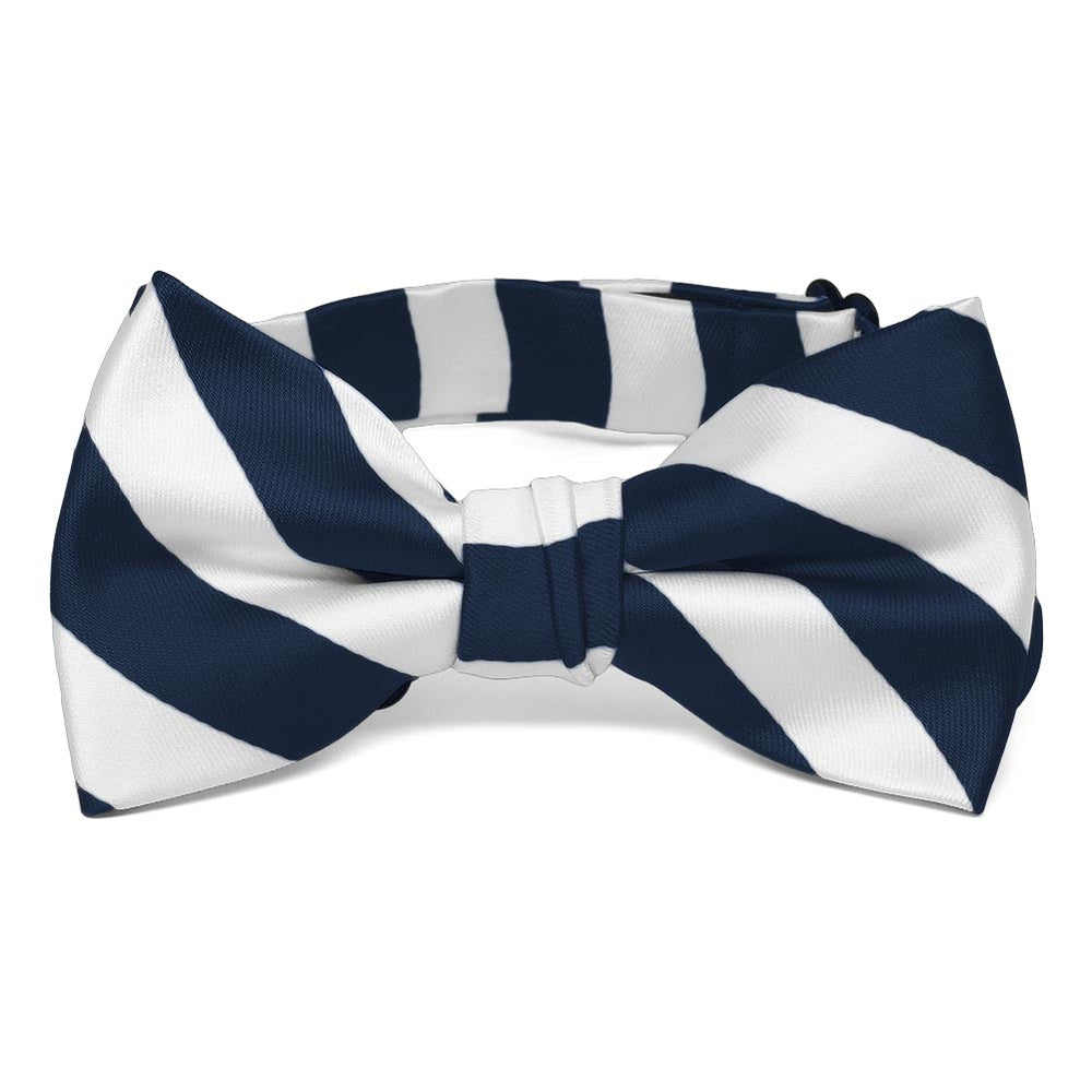 Boys' Navy Blue and White Striped Bow Tie
