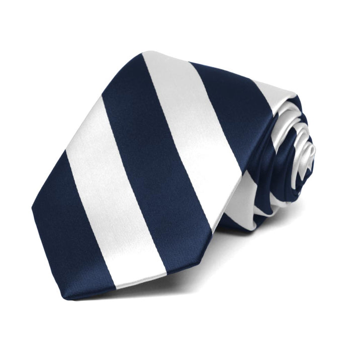 Boys' Navy Blue and White Striped Tie