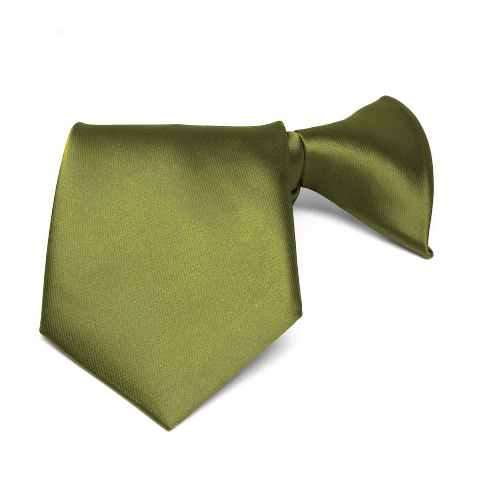Boys' Olive Green Solid Color Clip-On Tie