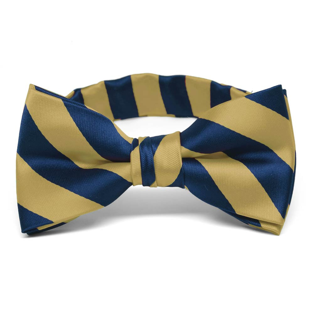 Boys' Light Gold and Twilight Blue Striped Bow Tie