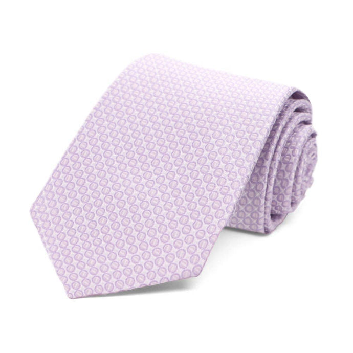 Light purple circle pattern boys' necktie, rolled to show texture Edit alt text  Edit alt text