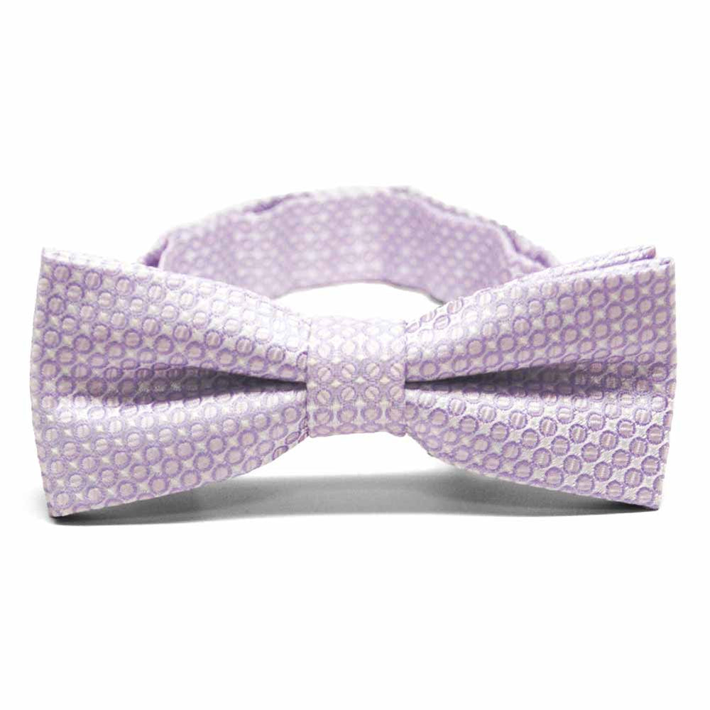 Light purple circle pattern boys' bow tie, front view