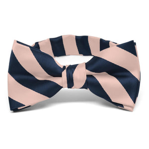 Boys' Petal and Navy Blue Striped Bow Tie