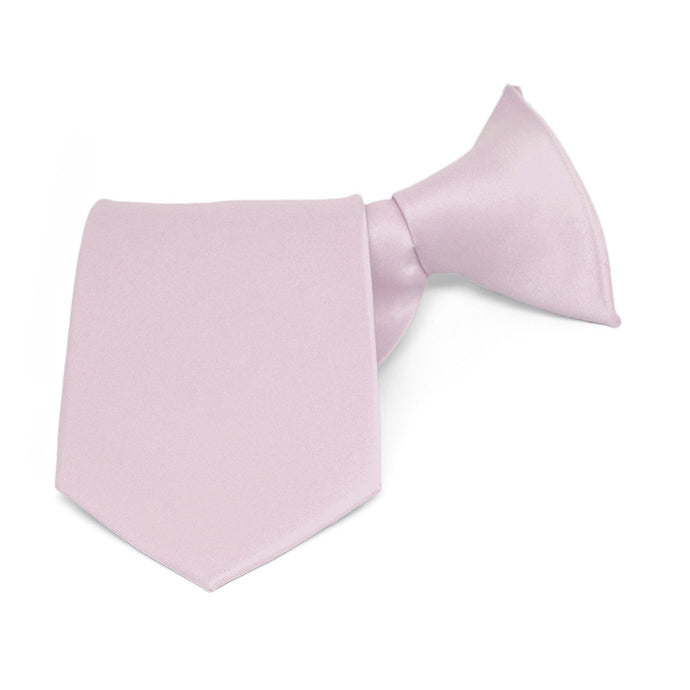 Boys' Pink Lavender Solid Color Clip-On Tie, 11