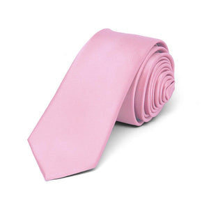 Boys' Pink Skinny Solid Color Necktie, 2" Width