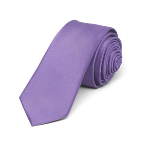 Boys' Purple Skinny Solid Color Necktie, 2" Width