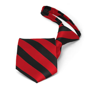 Boys' Red and Black Striped Zipper Tie