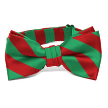 Load image into Gallery viewer, Boys&#39; Red and Green Striped Bow Tie