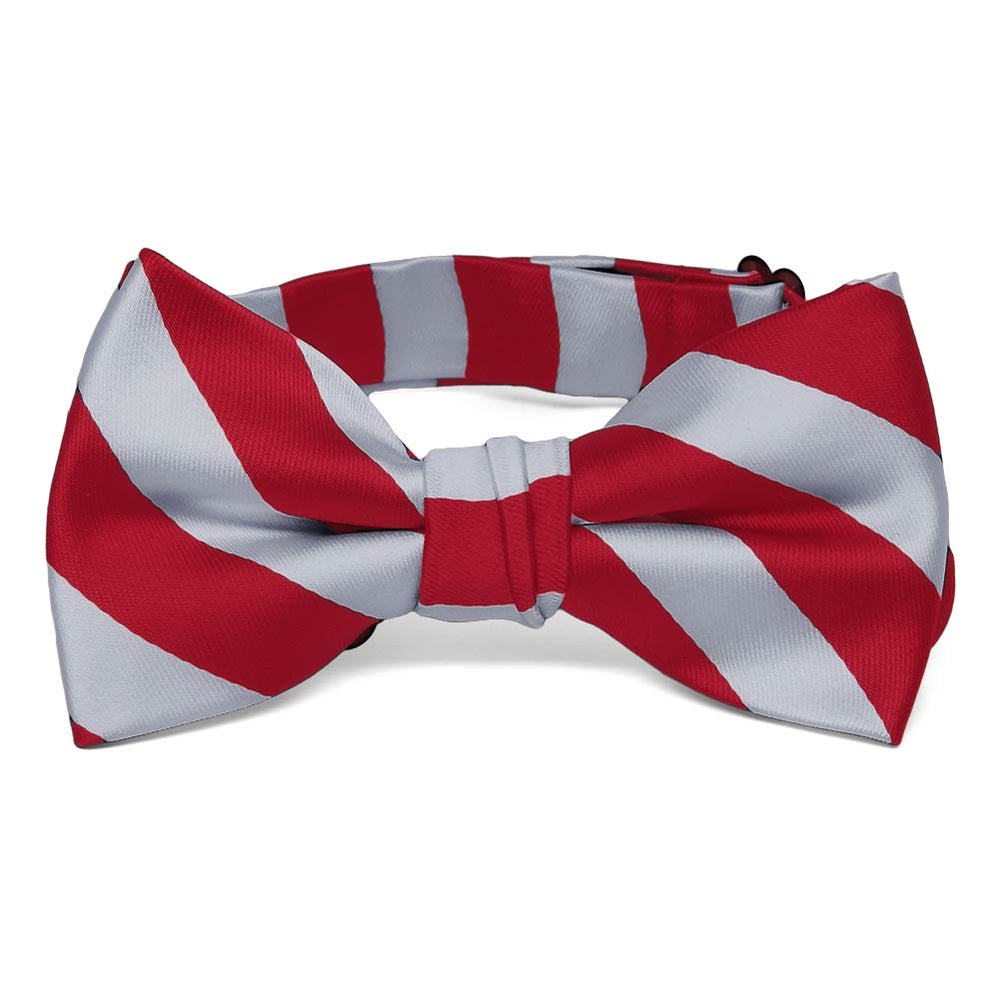 Boys' Red and Silver Striped Bow Tie