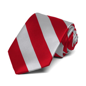 Boys' Red and Silver Striped Tie