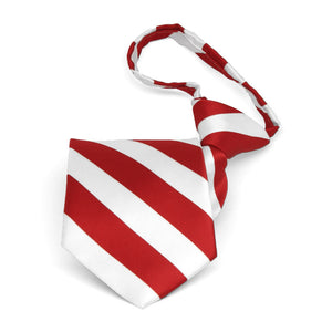 Boys' Red and White Striped Zipper Tie