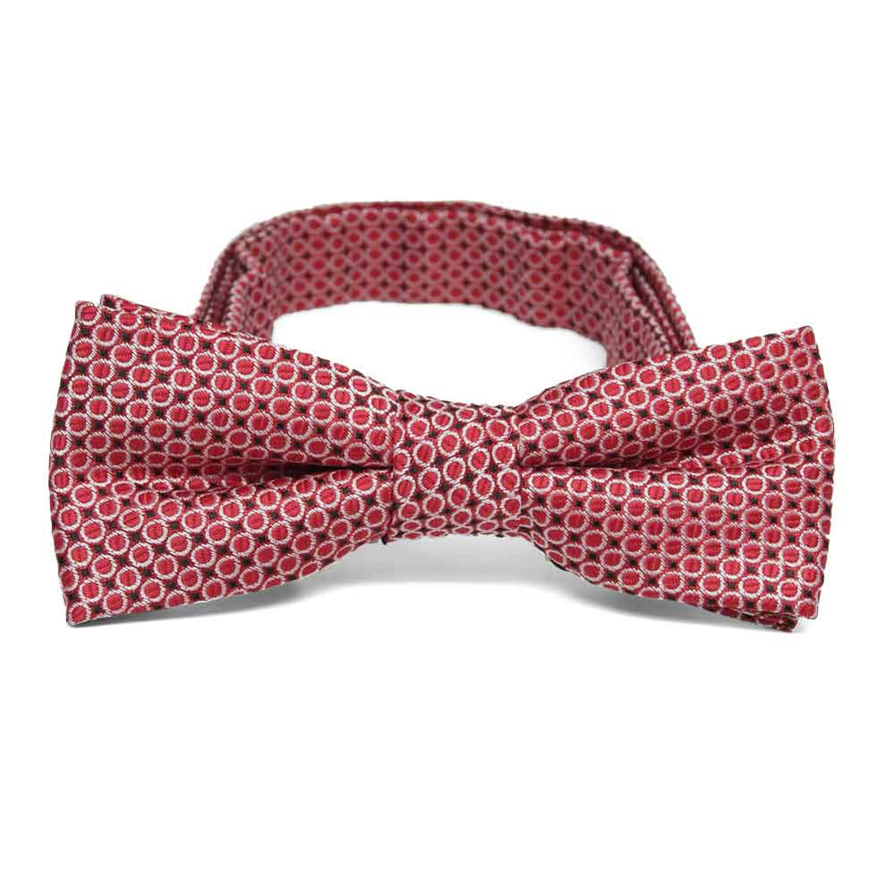 Red circle pattern boys' bow tie, front view