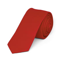 Load image into Gallery viewer, Boys&#39; Red Skinny Solid Color Necktie, 2&quot; Width