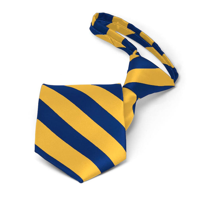 Boys' Royal Blue and Golden Yellow Striped Zipper Tie
