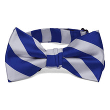 Load image into Gallery viewer, Boys&#39; Royal Blue and Silver Striped Bow Tie