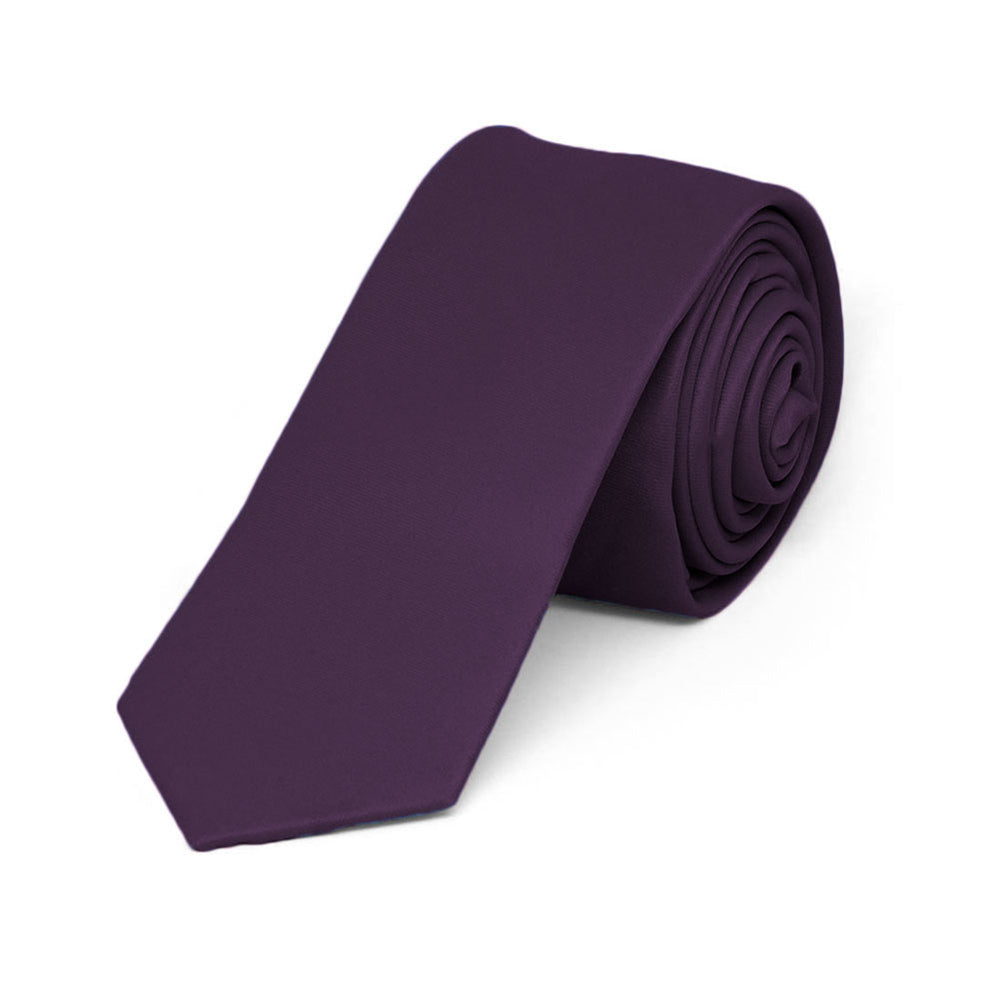Boys' Royal Plum Skinny Solid Color Necktie, 2