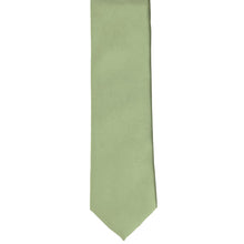 Load image into Gallery viewer, The front and tip of a boys sage green tie