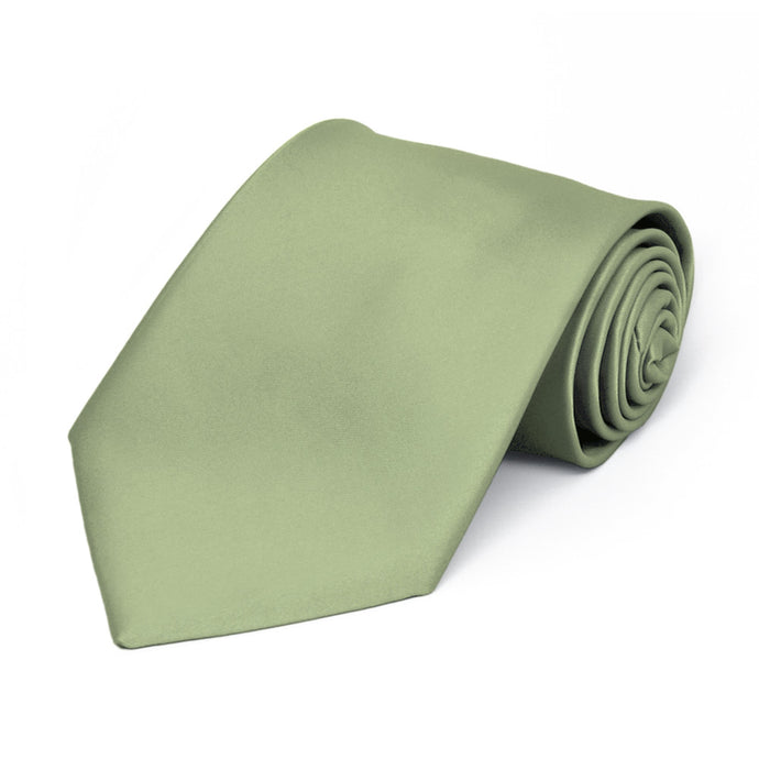 Rolled view of a sage green boys' necktie