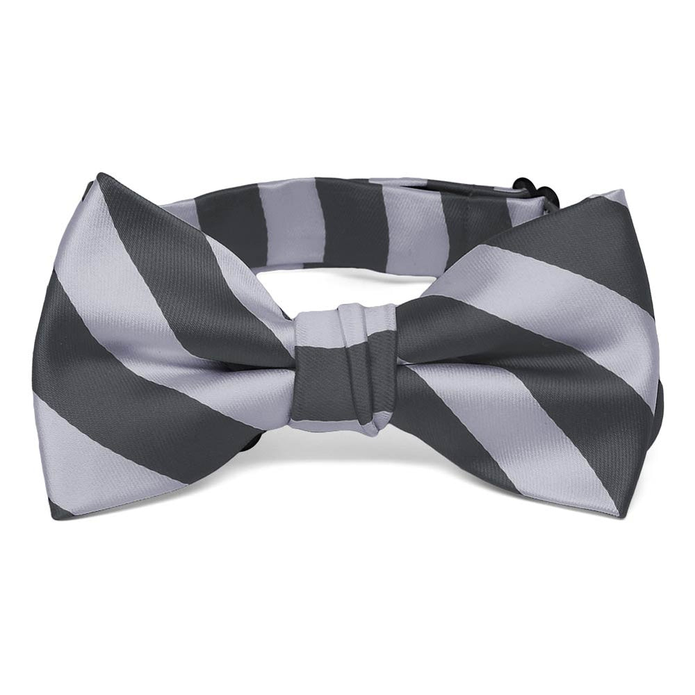 Boys' Silver and Dark Gray Striped Bow Tie