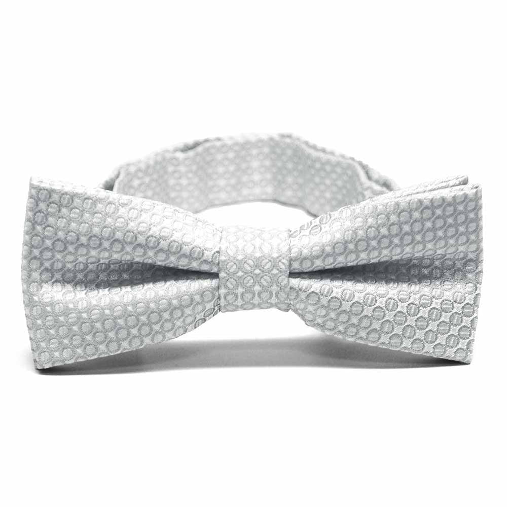 Light gray circle pattern boys' bow tie, front view