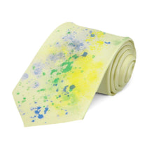 Load image into Gallery viewer, Boys&#39; yellow tie with colorful art stains