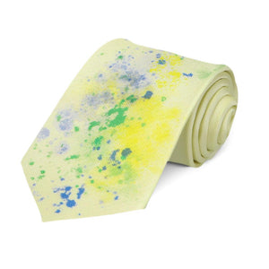 Boys' yellow tie with colorful art stains