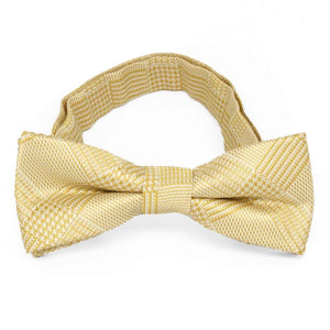 Boys' light yellow plaid bow tie, front view