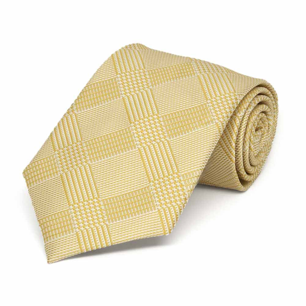 Boys' light yellow plaid necktie, rolled view