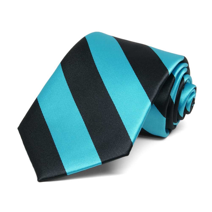 Boys' Turquoise and Black Striped Tie