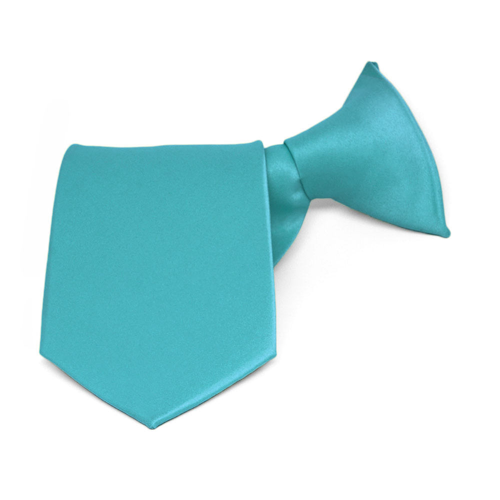 Boys' Turquoise Solid Color Clip-On Tie