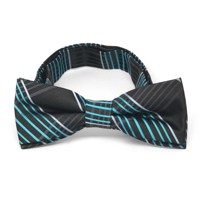 Boys' turquoise and black bow tie, front view