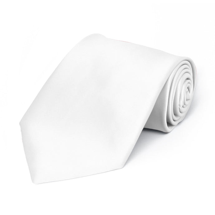 Boys' White Premium Solid Color Tie